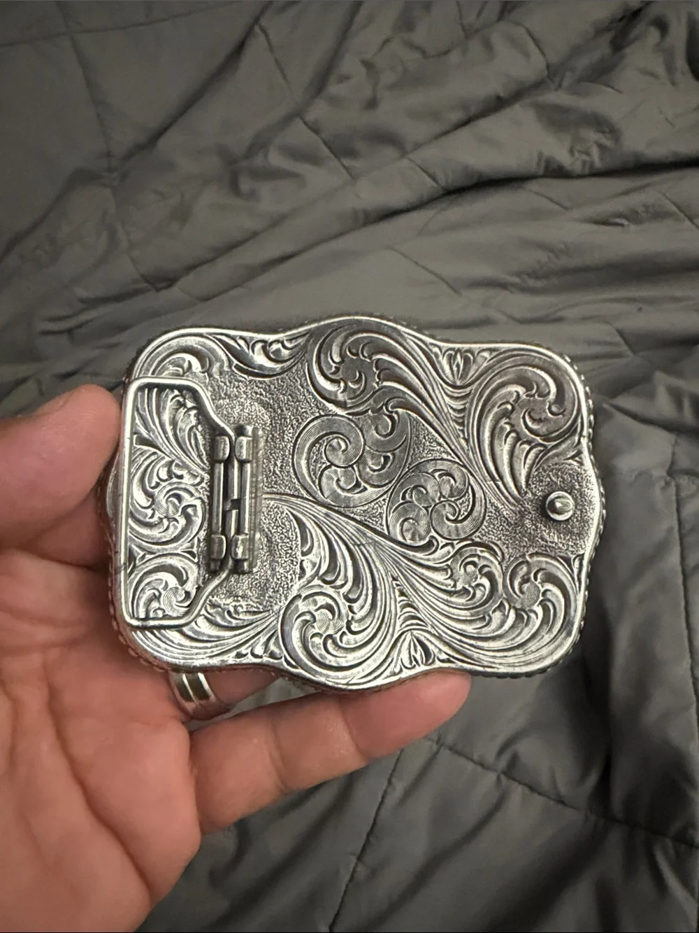 Two-Tone Western Horse & Cross Decorative Belt Buckle - Gold and Silver